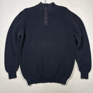 Vintage LL Bean Henley Sweater Mens Large Tall Blue 0 FKQ7 Military Knit Outdoor